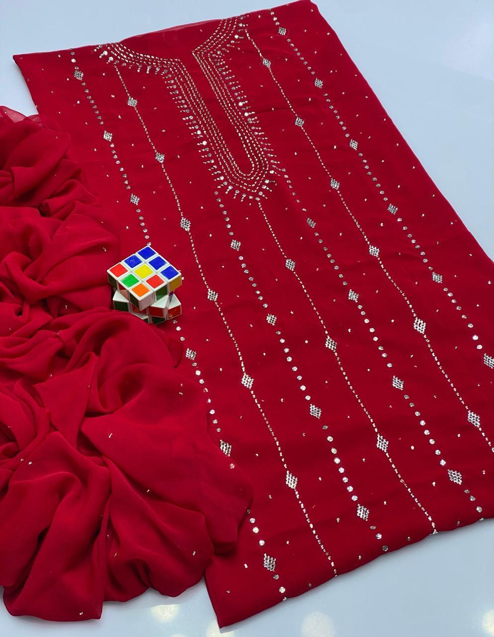 2 Pcs Women's Unstitched Hand Work Suit