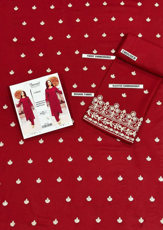 2 Pcs Women's Unstitched Embroidered Suit